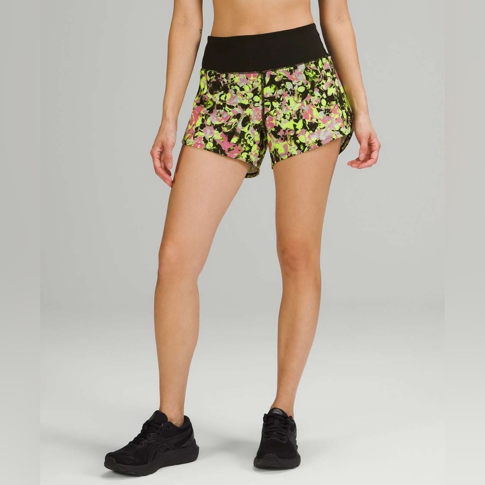 Lululemon Speed Up Mid-Rise Lined Shorts 4” Inflected Highlight Yellow Multi